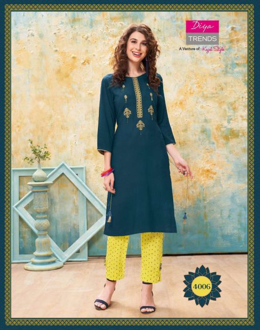 Diya Trends Forever Vol 4 by Kajal Style Kurti with Pant Wholesale Catalog 12 Pcs 7 510x646 - Diya Trends Forever Vol 4 by Kajal Style Kurti with Pant Wholesale Catalog 12 Pcs