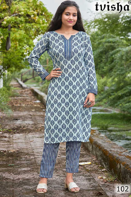 INDIAN WOMEN READY TO WEAR TRADITIONAL COTTON FLARED KURTI WITH PANT MUSLIM  ETHNIC CASUAL DIWALI FESTIVE GIRLISH WEAR SUIT 411v  CRAZYCLOTHS