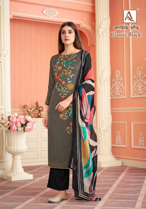 Alok Classic Black Viscose Salwar Suit Catalog 4 Pcs 6 510x728 - Alok Classic Black Viscose Salwar Suit Catalog 4 Pcs