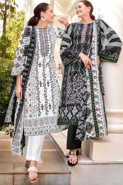 Alok Qudrat Vol 8 Black and White Cotton Salwar Suit Catalog 8 Pcs