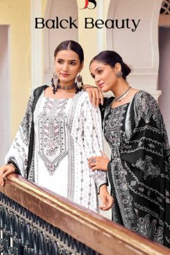 Deepsy Balck Beauty Chiffon Cotton Salwar Suit Catalog 8 Pcs