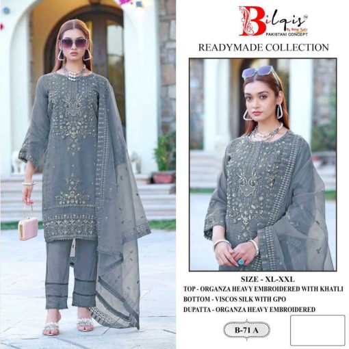 Bilqis B 71 A D Organza Readymade Salwar Suit Catalog 4 Pcs 1 510x510 - Bilqis B 71 A-D Organza Readymade Salwar Suit Catalog 4 Pcs