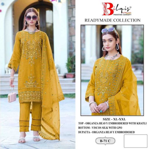 Bilqis B 71 A D Organza Readymade Salwar Suit Catalog 4 Pcs 5 510x510 - Bilqis B 71 A-D Organza Readymade Salwar Suit Catalog 4 Pcs