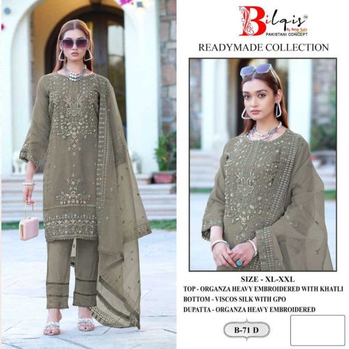 Bilqis B 71 A D Organza Readymade Salwar Suit Catalog 4 Pcs 7 510x510 - Bilqis B 71 A-D Organza Readymade Salwar Suit Catalog 4 Pcs