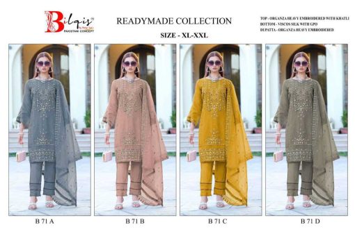 Bilqis B 71 A D Organza Readymade Salwar Suit Catalog 4 Pcs 9 510x340 - Bilqis B 71 A-D Organza Readymade Salwar Suit Catalog 4 Pcs