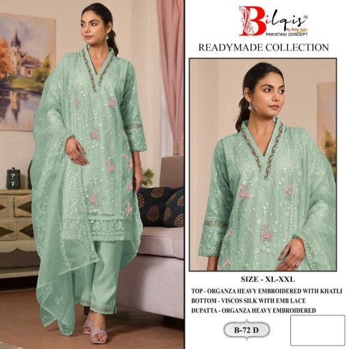 Bilqis B 72 A D Organza Readymade Salwar Suit Catalog 4 Pcs 4 510x510 - Bilqis B 72 A-D Organza Readymade Salwar Suit Catalog 4 Pcs