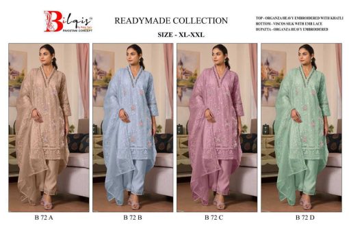 Bilqis B 72 A D Organza Readymade Salwar Suit Catalog 4 Pcs 9 510x340 - Bilqis B 72 A-D Organza Readymade Salwar Suit Catalog 4 Pcs