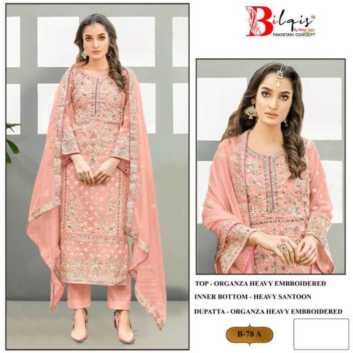 Bilqis B 78 A D Organza Readymade Salwar Suit Catalog 4 Pcs 1 510x510 - Bilqis B 78 A-D Organza Salwar Suit Catalog 4 Pcs