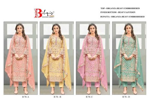 Bilqis B 78 A D Organza Readymade Salwar Suit Catalog 4 Pcs 13 510x340 - Bilqis B 78 A-D Organza Salwar Suit Catalog 4 Pcs