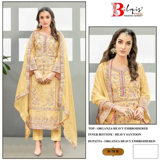 Bilqis B 78 A D Organza Readymade Salwar Suit Catalog 4 Pcs 5 510x510 - Bilqis B 78 A-D Organza Salwar Suit Catalog 4 Pcs