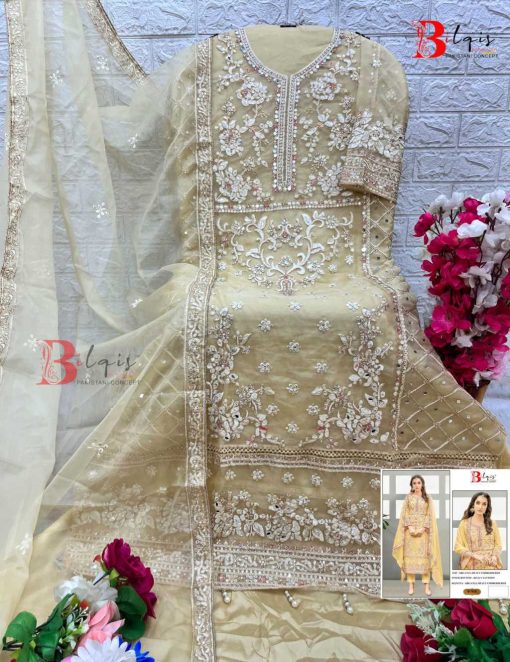 Bilqis B 78 A D Organza Readymade Salwar Suit Catalog 4 Pcs 6 510x662 - Bilqis B 78 A-D Organza Salwar Suit Catalog 4 Pcs