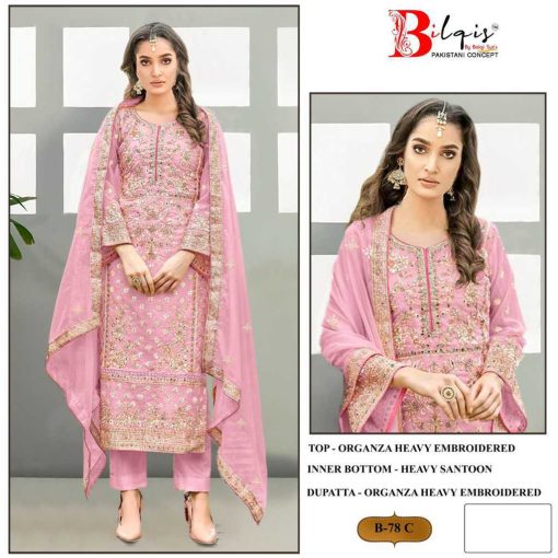 Bilqis B 78 A D Organza Readymade Salwar Suit Catalog 4 Pcs 7 510x510 - Bilqis B 78 A-D Organza Salwar Suit Catalog 4 Pcs