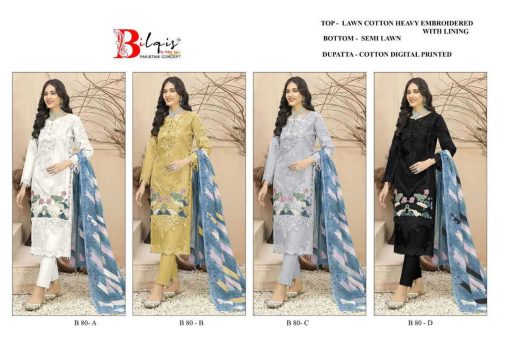 Bilqis B 80 A D Cotton Salwar Suit Catalog 4 Pcs 9 510x340 - Bilqis B 80 A-D Cotton Salwar Suit Catalog 4 Pcs