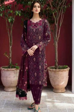 Deepsy Ramsha Rangrez Luxury Lawn 24 Vol 3 DS 7033 A-C Chiffon Cotton Salwar Suit Catalog 3 Pcs