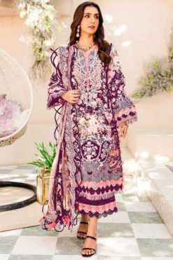 Aasha Needle Wonder Lawn Collection Vol 1 Chiffon Cotton Salwar Suit Catalog 5 Pcs