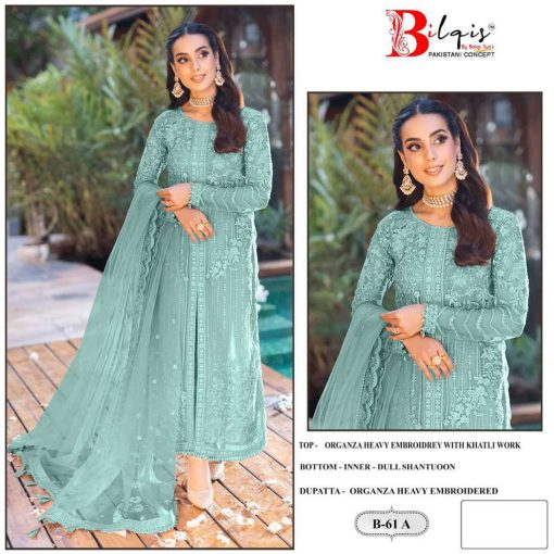 Bilqis B 61 A D Organza Salwar Suit Catalog 4 Pcs 1 510x510 - Bilqis B 61 A-D Organza Salwar Suit Catalog 4 Pcs