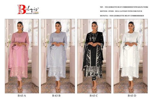 Bilqis B 63 A D Georgette Salwar Suit Catalog 4 Pcs 9 510x340 - Bilqis B 63 A-D Georgette Salwar Suit Catalog 4 Pcs