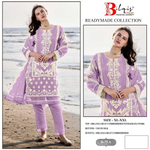 Bilqis B 75 A D Organza Readymade Salwar Suit Catalog 4 Pcs 1 510x510 - Bilqis B 75 A-D Organza Readymade Salwar Suit Catalog 4 Pcs