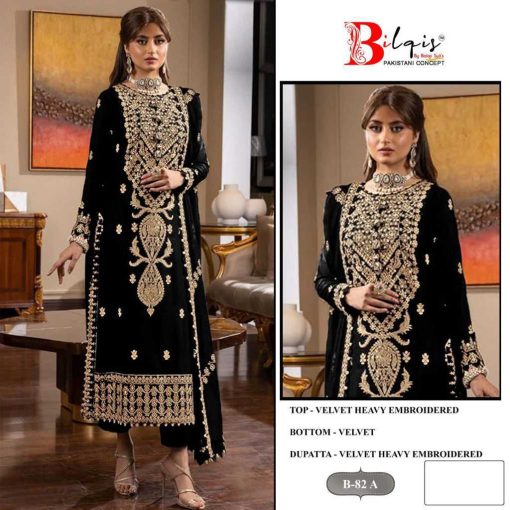 Bilqis B 82 A D Velvet Salwar Suit Catalog 4 Pcs 1 510x510 - Bilqis B 82 A-D Velvet Salwar Suit Catalog 4 Pcs