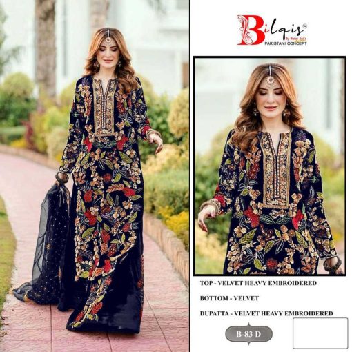 Bilqis B 83 A D Velvet Salwar Suit Catalog 4 Pcs 1 510x510 - Bilqis B 83 A-D Velvet Salwar Suit Catalog 4 Pcs