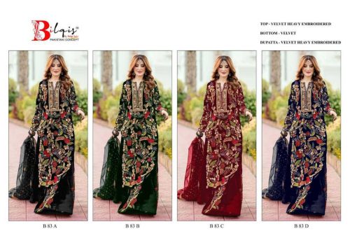 Bilqis B 83 A D Velvet Salwar Suit Catalog 4 Pcs 9 510x340 - Bilqis B 83 A-D Velvet Salwar Suit Catalog 4 Pcs