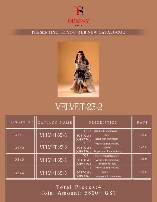 Deepsy Velvet 23 Vol 2 Salwar Suit Catalog 4 Pcs 7 510x654 - Deepsy Velvet 23 Vol 2 Salwar Suit Catalog 4 Pcs