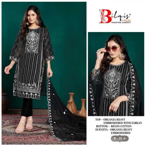 Bilqis B 91 A D Organza Salwar Suit Catalog 4 Pcs 1 510x510 - Bilqis B 91 A-D Organza Salwar Suit Catalog 4 Pcs