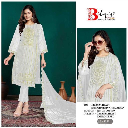 Bilqis B 91 A D Organza Salwar Suit Catalog 4 Pcs 2 510x510 - Bilqis B 91 A-D Organza Salwar Suit Catalog 4 Pcs