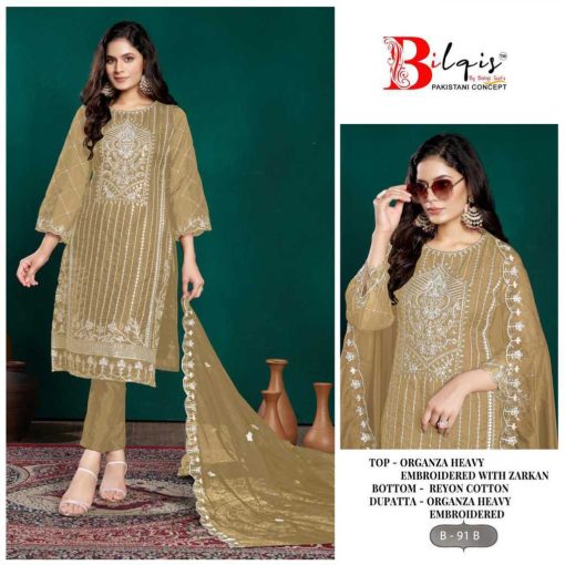 Bilqis B 91 A D Organza Salwar Suit Catalog 4 Pcs 3 510x510 - Bilqis B 91 A-D Organza Salwar Suit Catalog 4 Pcs