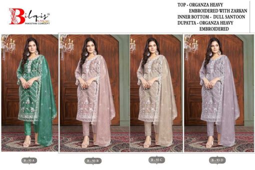 Bilqis B 93 A D Organza Salwar Suit Catalog 4 Pcs 6 510x340 - Bilqis B 93 A-D Organza Salwar Suit Catalog 4 Pcs