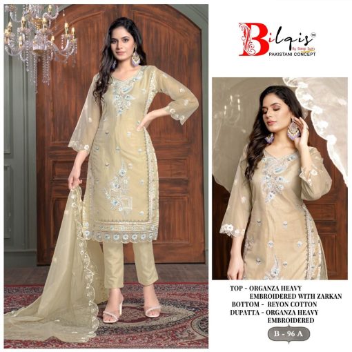 Bilqis B 96 A D Organza Salwar Suit Catalog 4 Pcs 1 510x510 - Bilqis B 96 A-D Organza Salwar Suit Catalog 4 Pcs