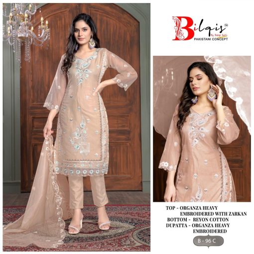 Bilqis B 96 A D Organza Salwar Suit Catalog 4 Pcs 3 510x510 - Bilqis B 96 A-D Organza Salwar Suit Catalog 4 Pcs