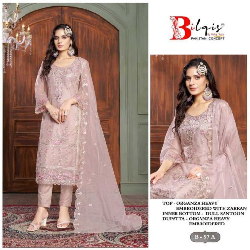 Bilqis B 97 A D Organza Salwar Suit Catalog 4 Pcs 1 510x510 - Bilqis B 97 A-D Organza Salwar Suit Catalog 4 Pcs