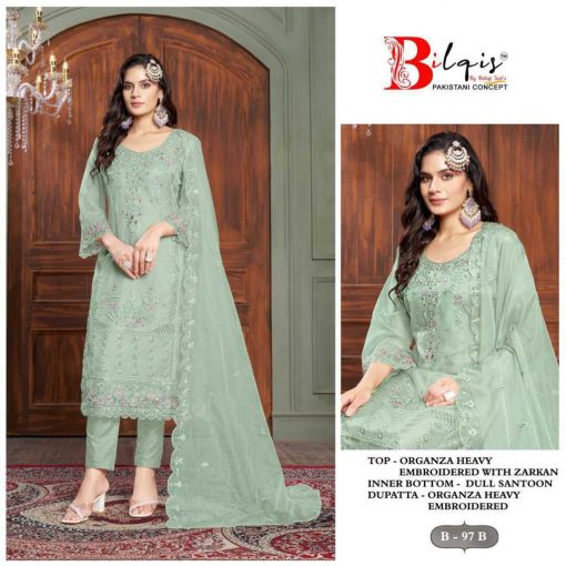 Bilqis B 97 A D Organza Salwar Suit Catalog 4 Pcs 2 510x510 - Bilqis B 97 A-D Organza Salwar Suit Catalog 4 Pcs