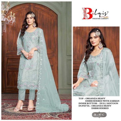 Bilqis B 97 A D Organza Salwar Suit Catalog 4 Pcs 3 510x510 - Bilqis B 97 A-D Organza Salwar Suit Catalog 4 Pcs