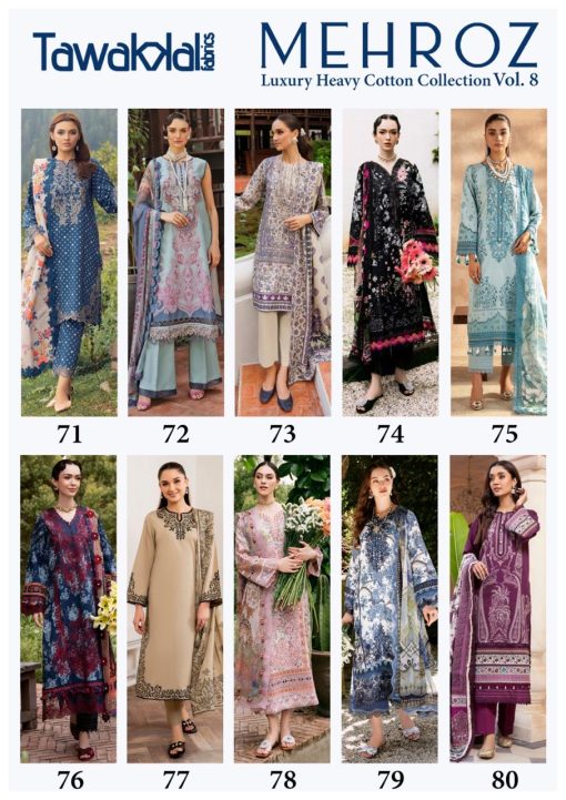 Tawakkal Mehroz Luxury Heavy Cotton Collection Vol 8 Salwar Suit Catalog 10 Pcs 22 510x721 - Tawakkal Mehroz Luxury Heavy Cotton Collection Vol 8 Salwar Suit Catalog 10 Pcs