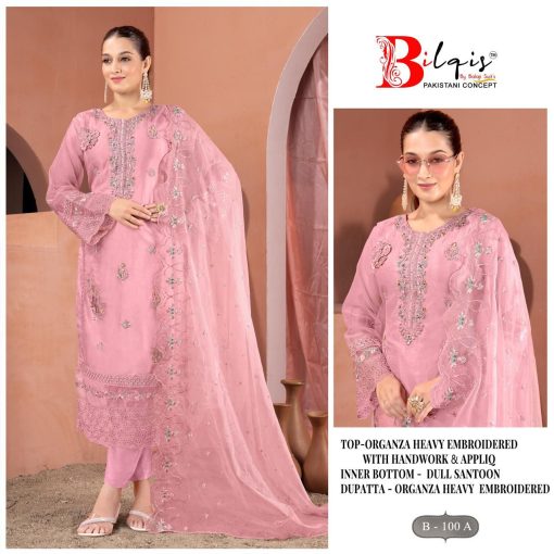 Bilqis B 100 A D Organza Salwar Suit Catalog 4 Pcs 1 510x510 - Bilqis B 100 A-D Organza Salwar Suit Catalog 4 Pcs