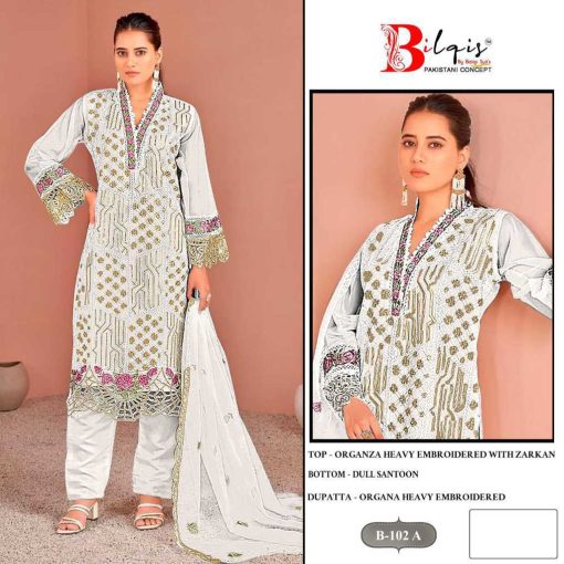 Bilqis B 103 A D Organza Salwar Suit Catalog 4 Pcs 1 510x510 - Bilqis B 103 A-D Organza Salwar Suit Catalog 4 Pcs