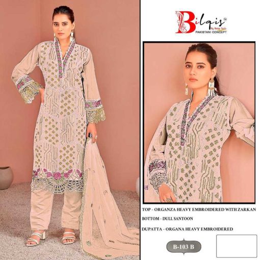 Bilqis B 103 A D Organza Salwar Suit Catalog 4 Pcs 3 510x510 - Bilqis B 103 A-D Organza Salwar Suit Catalog 4 Pcs