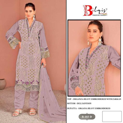 Bilqis B 103 A D Organza Salwar Suit Catalog 4 Pcs 7 510x510 - Bilqis B 103 A-D Organza Salwar Suit Catalog 4 Pcs