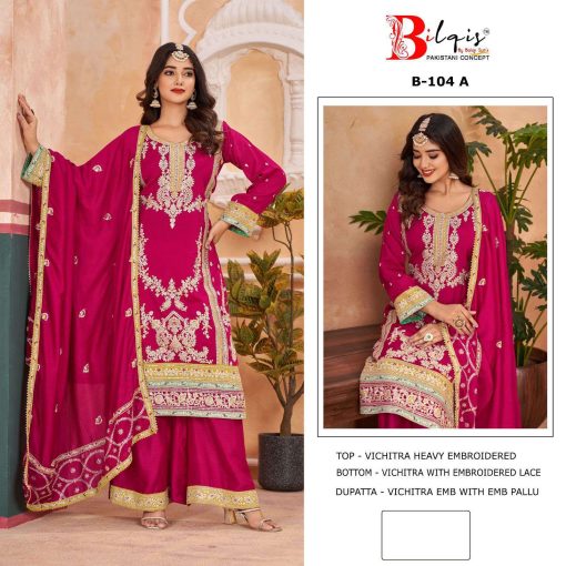 Bilqis B 104 A C Fancy Salwar Suit Catalog 3 Pcs 1 510x510 - Bilqis B 104 A-C Fancy Salwar Suit Catalog 3 Pcs