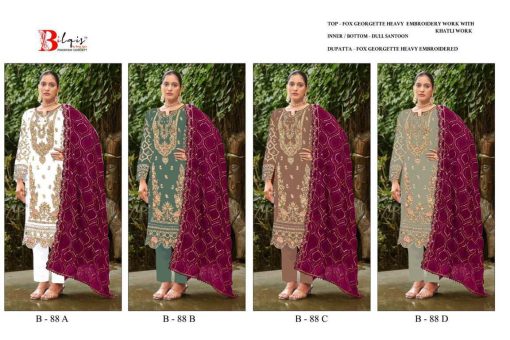 Bilqis B 88 A D Georgette Salwar Suit Catalog 4 Pcs 9 510x340 - Bilqis B 88 A-D Georgette Salwar Suit Catalog 4 Pcs