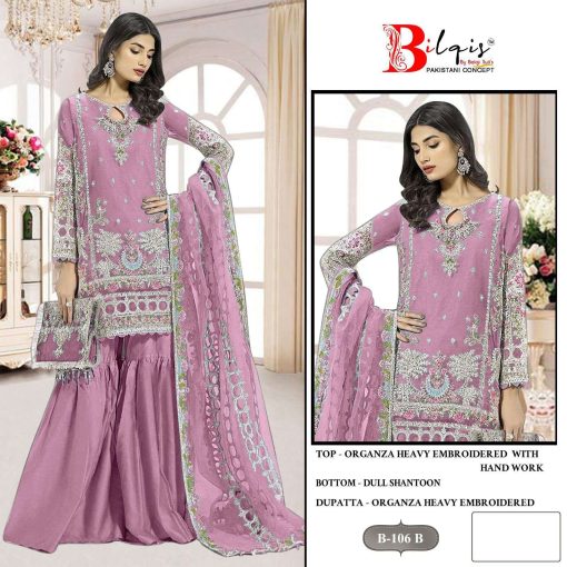 Bilqis B 106 A D Organza Salwar Suit Catalog 4 Pcs 3 510x510 - Bilqis B 106 A-D Organza Salwar Suit Catalog 4 Pcs