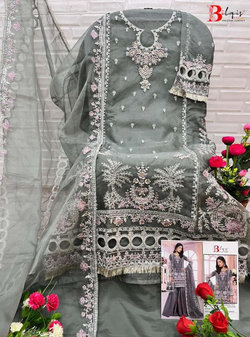 Bilqis B 106 A D Organza Salwar Suit Catalog 4 Pcs 8 510x688 - Bilqis B 106 A-D Organza Salwar Suit Catalog 4 Pcs