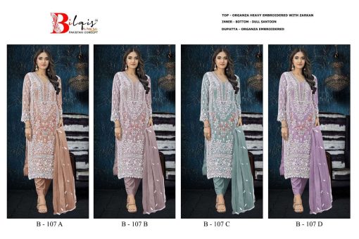 Bilqis B 107 A D Organza Salwar Suit Catalog 4 Pcs 13 510x340 - Bilqis B 107 A-D Organza Salwar Suit Catalog 4 Pcs