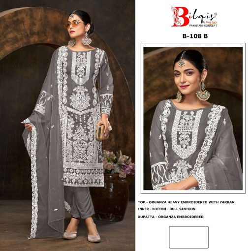 Bilqis B 108 A D Organza Salwar Suit Catalog 4 Pcs 3 510x510 - Bilqis B 108 A-D Organza Salwar Suit Catalog 4 Pcs