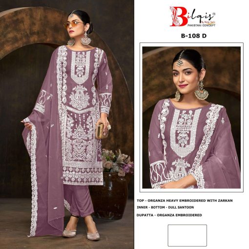 Bilqis B 108 A D Organza Salwar Suit Catalog 4 Pcs 5 510x510 - Bilqis B 108 A-D Organza Salwar Suit Catalog 4 Pcs