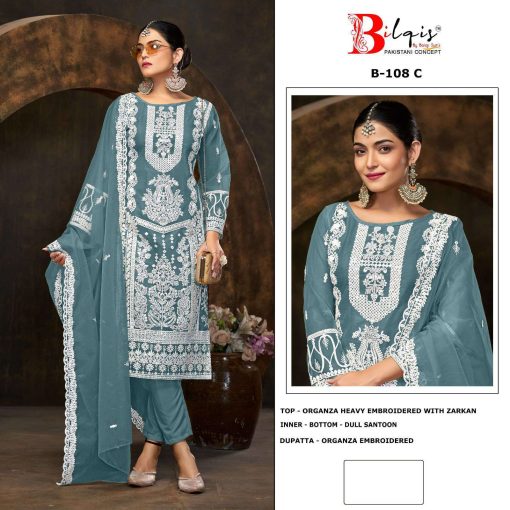 Bilqis B 108 A D Organza Salwar Suit Catalog 4 Pcs 7 510x510 - Bilqis B 108 A-D Organza Salwar Suit Catalog 4 Pcs