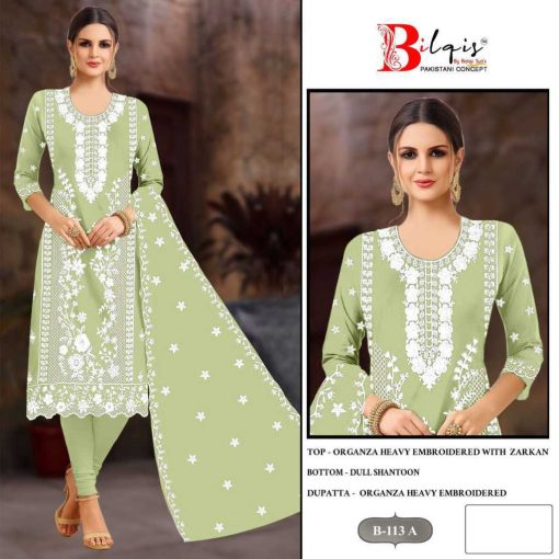 Bilqis B 113 A D Organza Salwar Suit Catalog 4 Pcs 1 510x510 - Bilqis B 113 A-D Organza Salwar Suit Catalog 4 Pcs