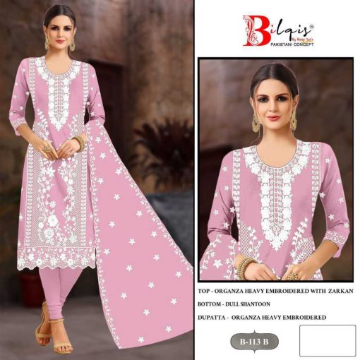 Bilqis B 113 A D Organza Salwar Suit Catalog 4 Pcs 2 510x510 - Bilqis B 113 A-D Organza Salwar Suit Catalog 4 Pcs